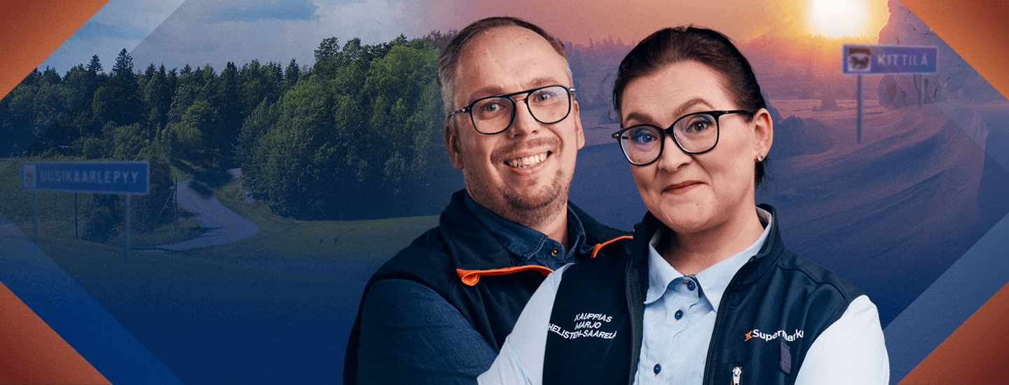 Janne Saarela ja Marjo Helisten-Saarela, K-Supermarket Toppila, Oulu Janne Saarela ja Marjo Helisten-Saarela, K-Supermarket Toppila, Oulu